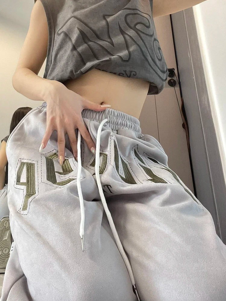 Harmonic Hip Hop Harajuku Style Bf Grey Sweatpants