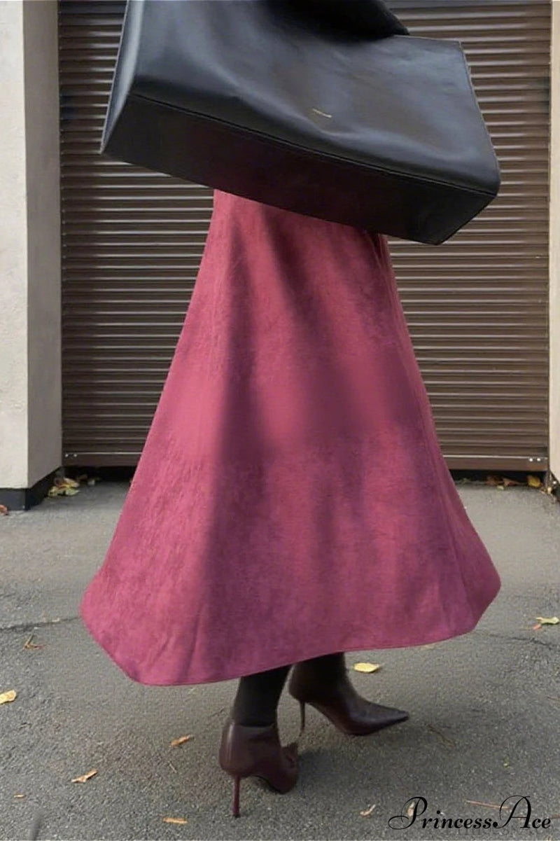 A-line Maxi Suede Skirt