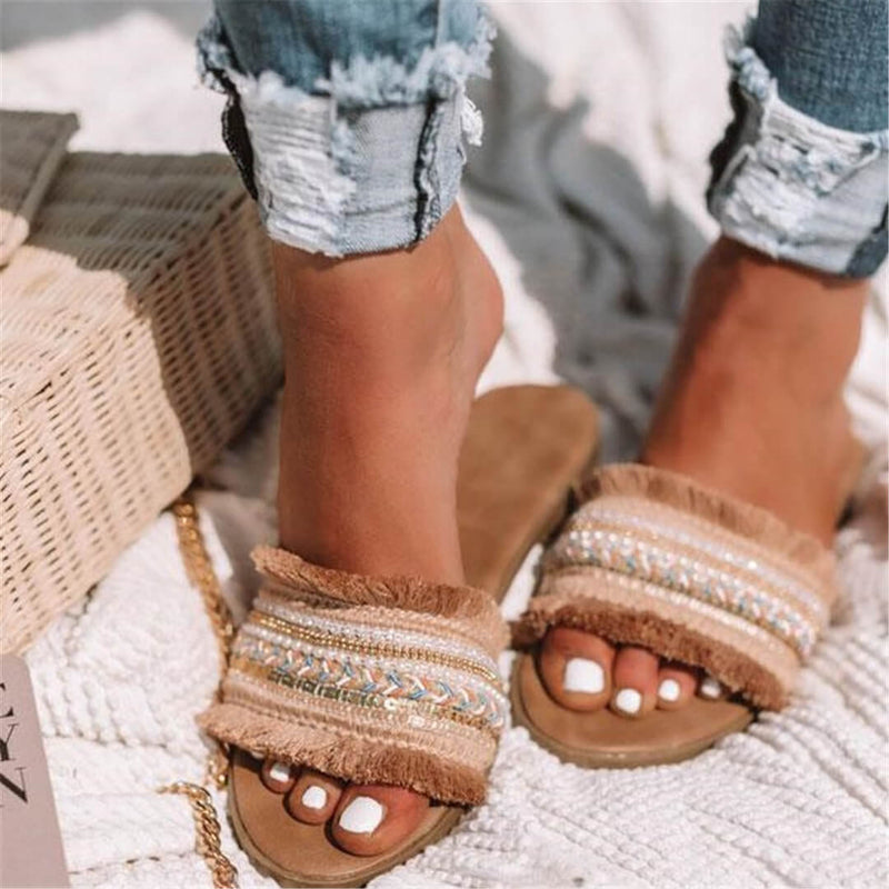 Roman Colorblock Flat Slippers