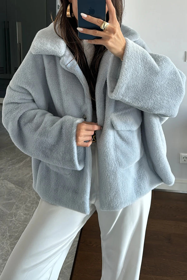 Lapel Long Sleeve Loose Furry Coat
