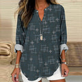 Comstylish Japanese Art Print V-Neck Loose Blouse