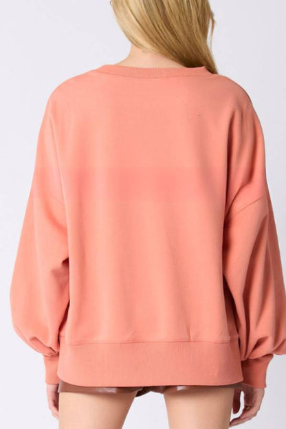 Halloween Coffee Sequin Top Loose Sweatshirt