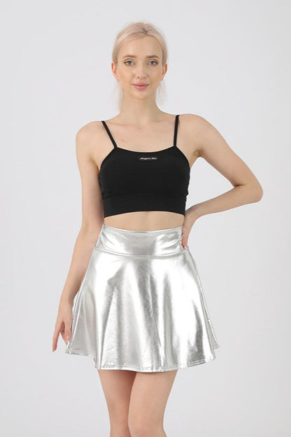 High Waist Color Glossy Performance Skirt