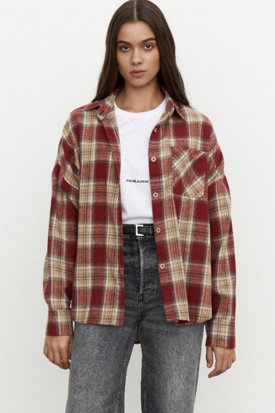 Plaid Relaxed Fit Blouse