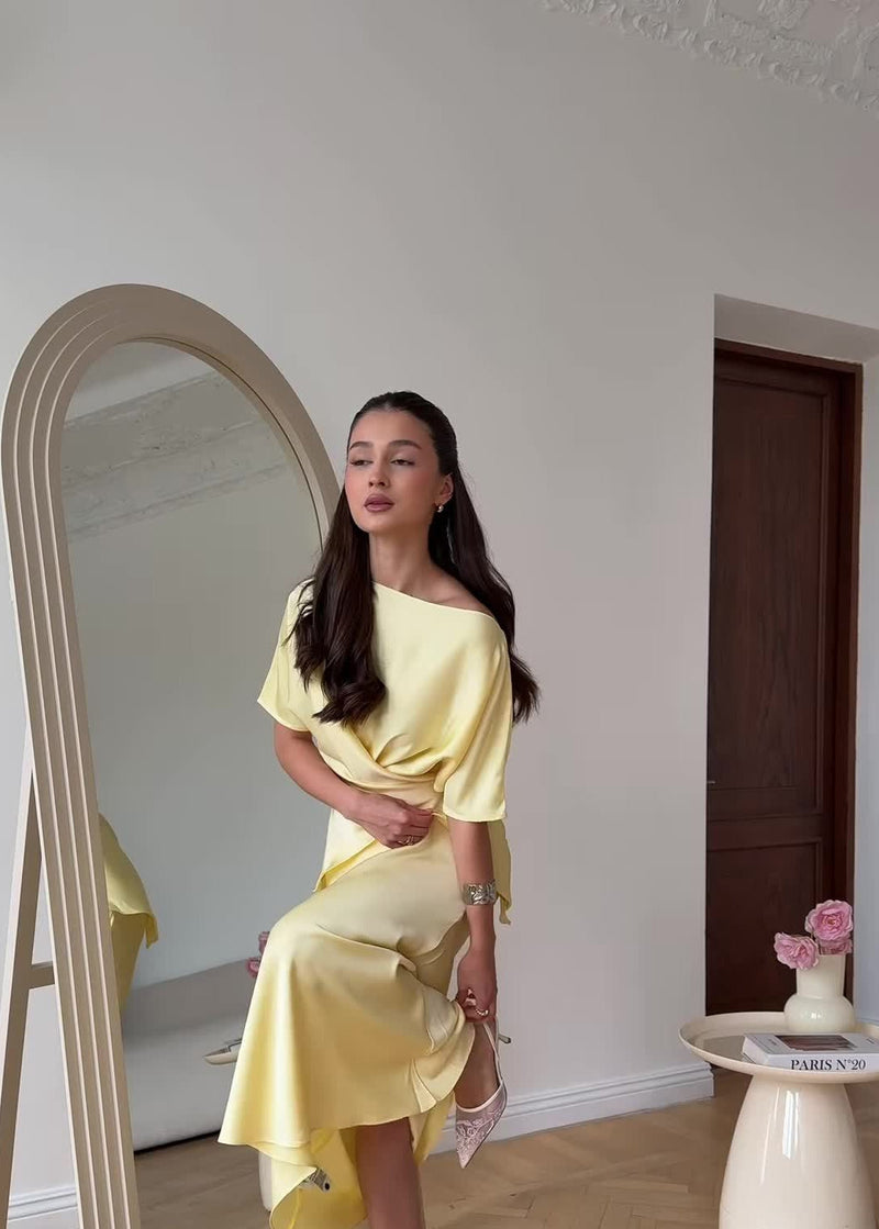 Sierra - Satin Two-piece Skirt and Blouse Set