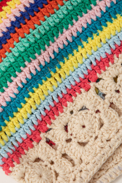 Rainbow Crochet Tie Front Tube Top & Shorts Set