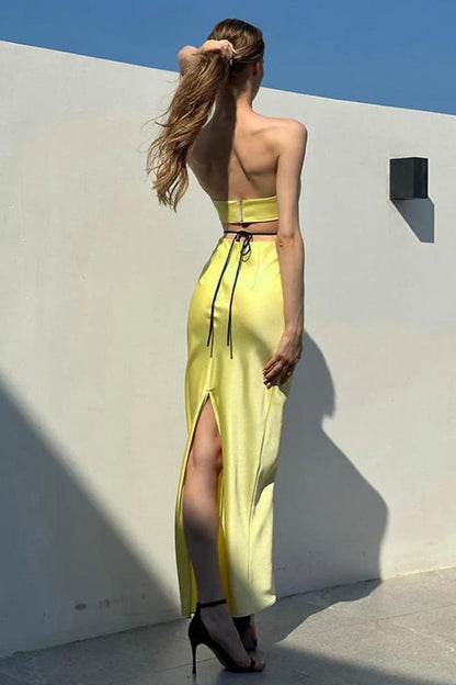 Cut-out Bustier Backless Sleeveless Maxi Dress