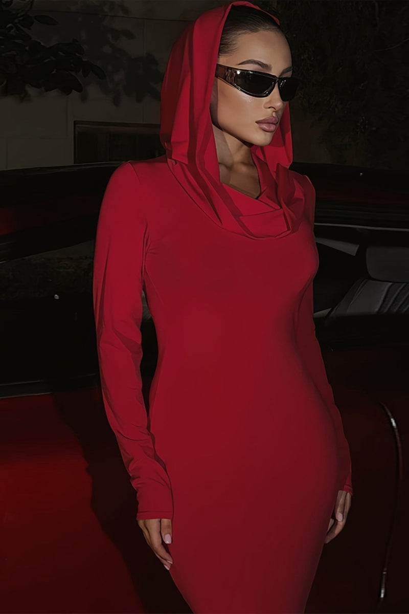Slim Hooded Mermaid Maxi Dress
