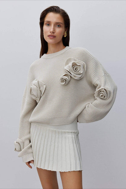 Rose Long Sleeve Knit Sweater