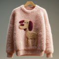 Women's Vintage Mohair Dog Embroidered Sweater elevenforest
