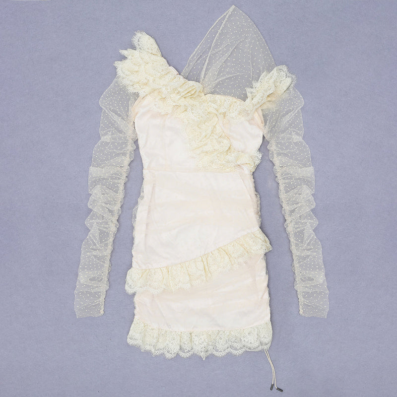 Off Shoulder Asymmetrical Frill Mini Dress Pp19409