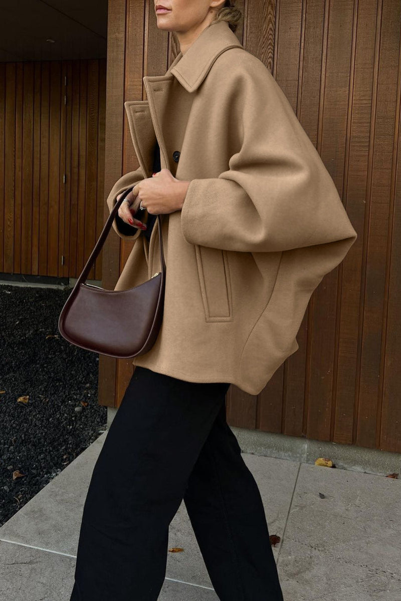 Wool Notch Collar Bell Sleeve Coat