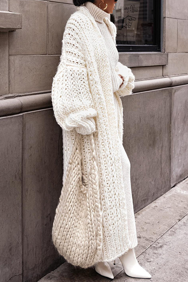 Embrace the Cold Color Long Sleeve Knitted Loose Maxi Cardigan