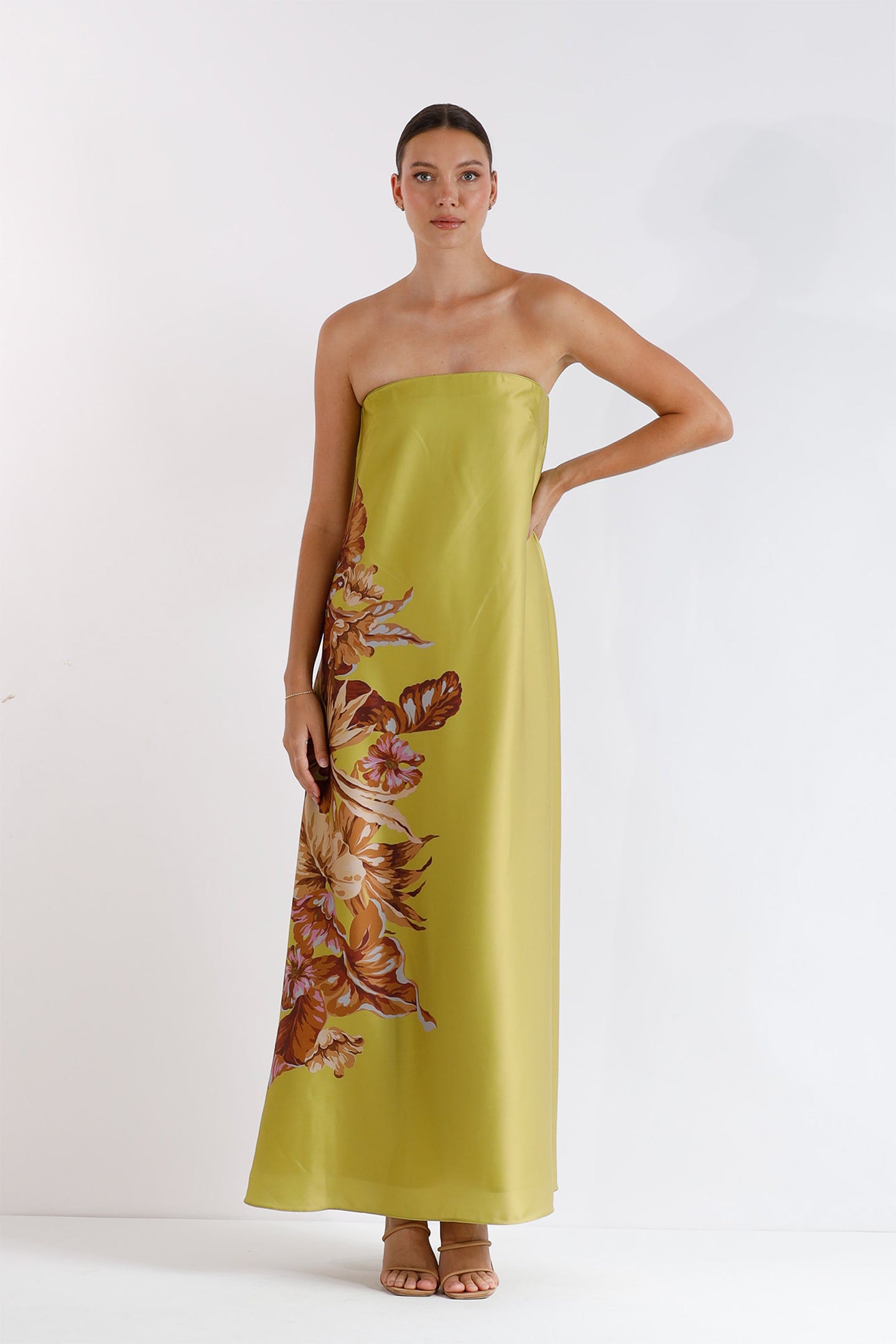 Xenia Printed Strapless Maxi Dress
