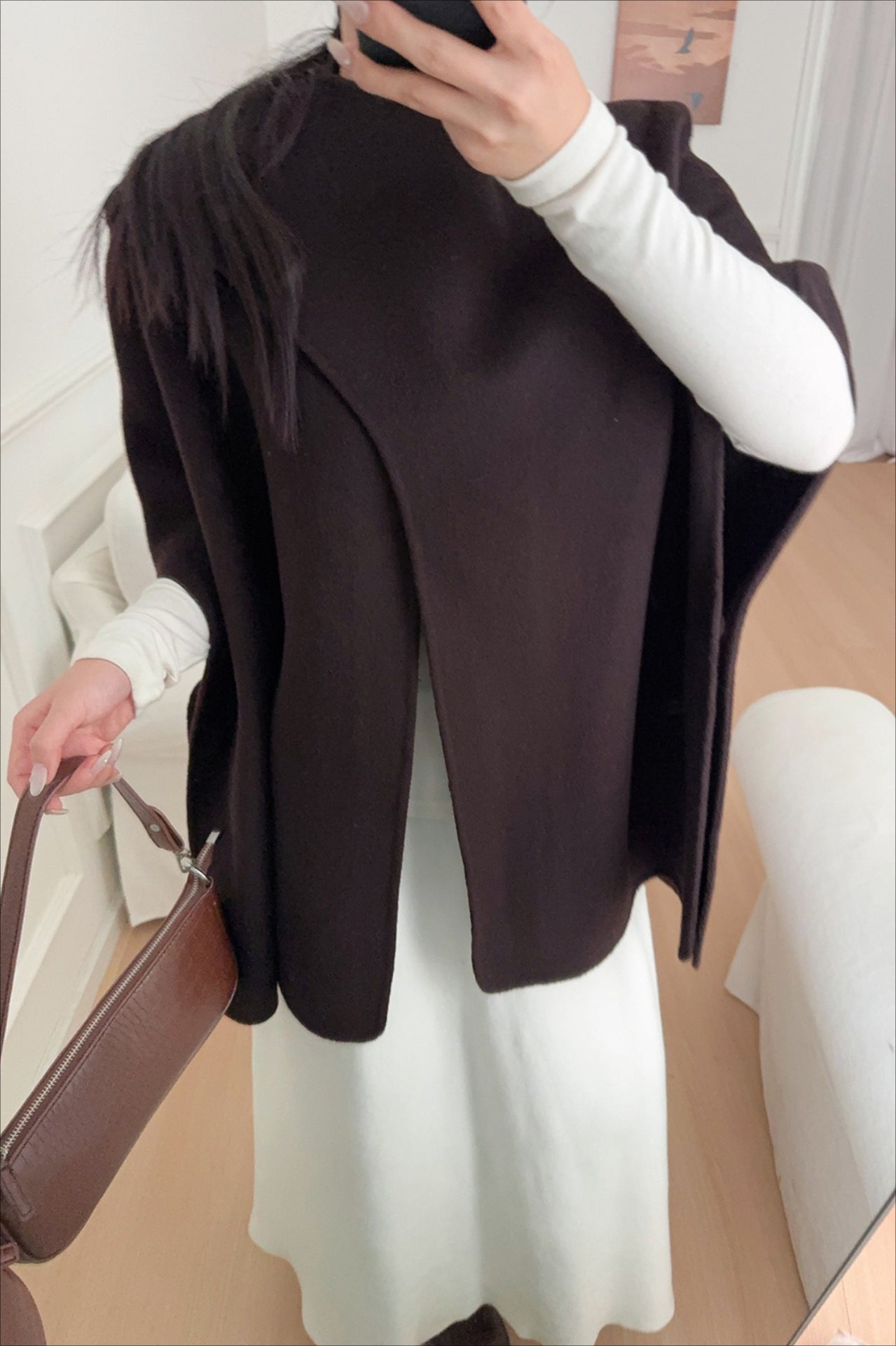 Wool Tencel Scarf Shawl Cape Irregular Coat