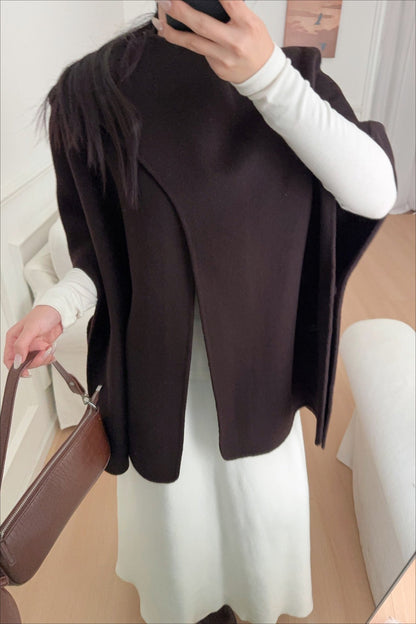 Wool Tencel Scarf Shawl Cape Irregular Coat