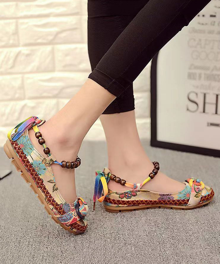 Style Handmade Beaded Flat Sole Single Shoes