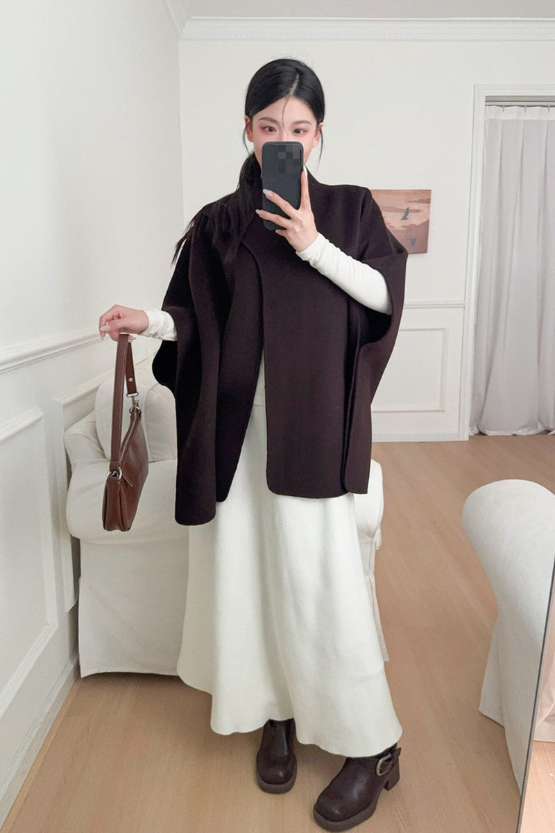 Wool Tencel Scarf Shawl Cape Irregular Coat