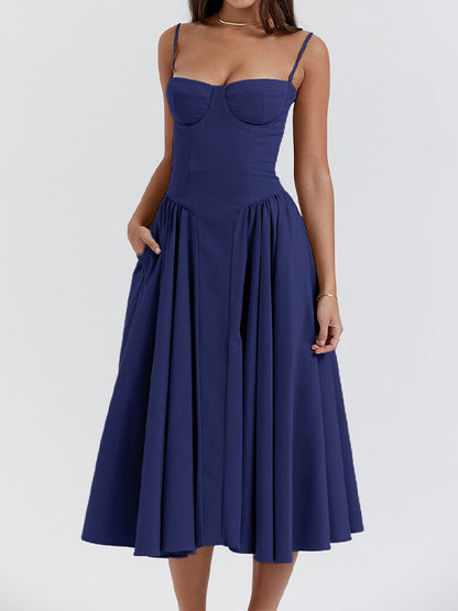 Navy Blue Cami Midi Dress