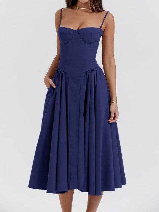 Navy Blue Cami Midi Dress