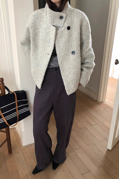 Wool Sweet Loose Snap Coat
