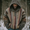 Men's Retro Colorful Striped Celtic Art Knit Hooded Sweater elevenforest