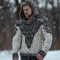 Men's Viking Inspired Celtic Chunky Knit Hooded Sweater artswardrobe