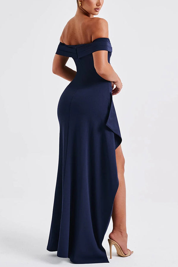 Lady Off Shoulder High Slit Maxi Dress