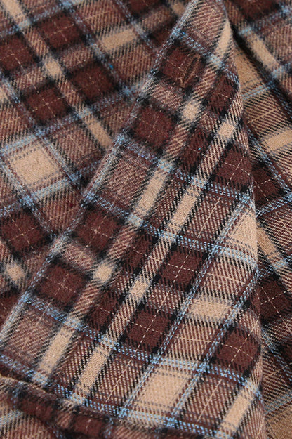 Plaid Longline Loose Fit Blouse