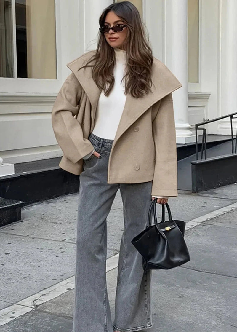 Minimalist Wool Blend Short Coat