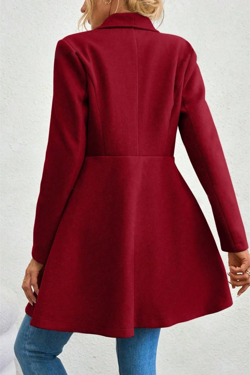 Lapel Double-breasted Thickened Wool Blend Overcoat