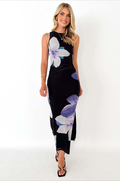 Print Waist Slimming Maxi Dress