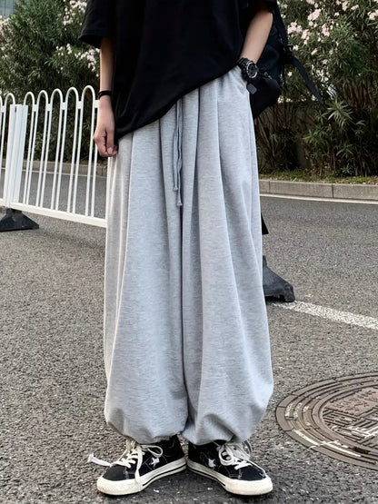 Color Retro Sport Drawstring Baggy Sweatpants