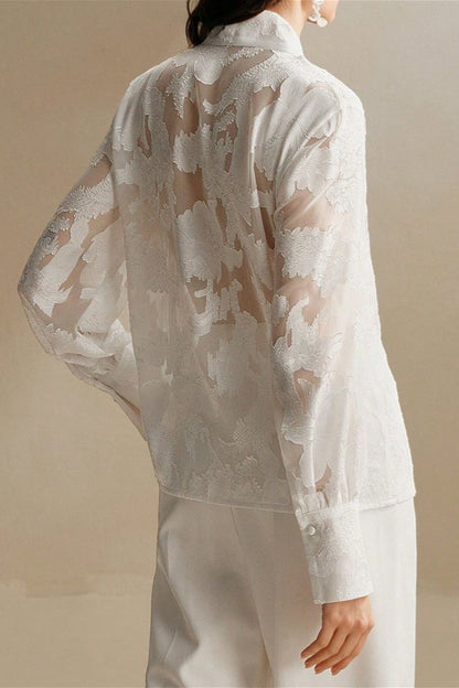 Jacquard Turtleneck Blouse