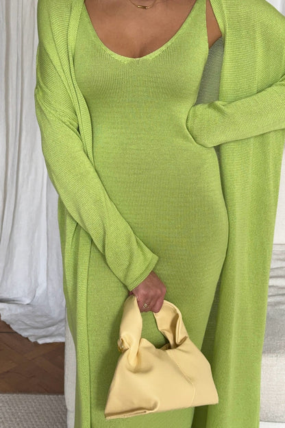 V Neck Cotton Knit Bodycon Two Piece Set