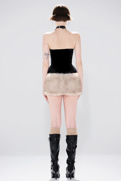 Color Backless Tube Fleece Two Piece Set