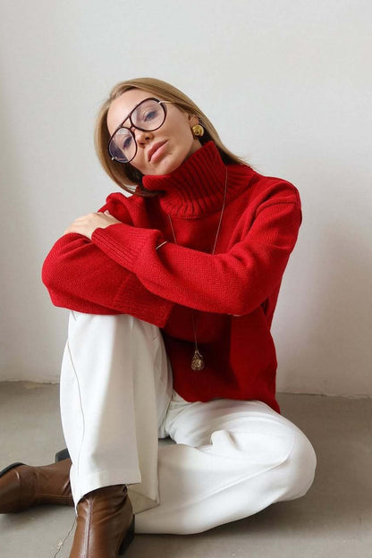 Oversized Color Turtleneck Sweater