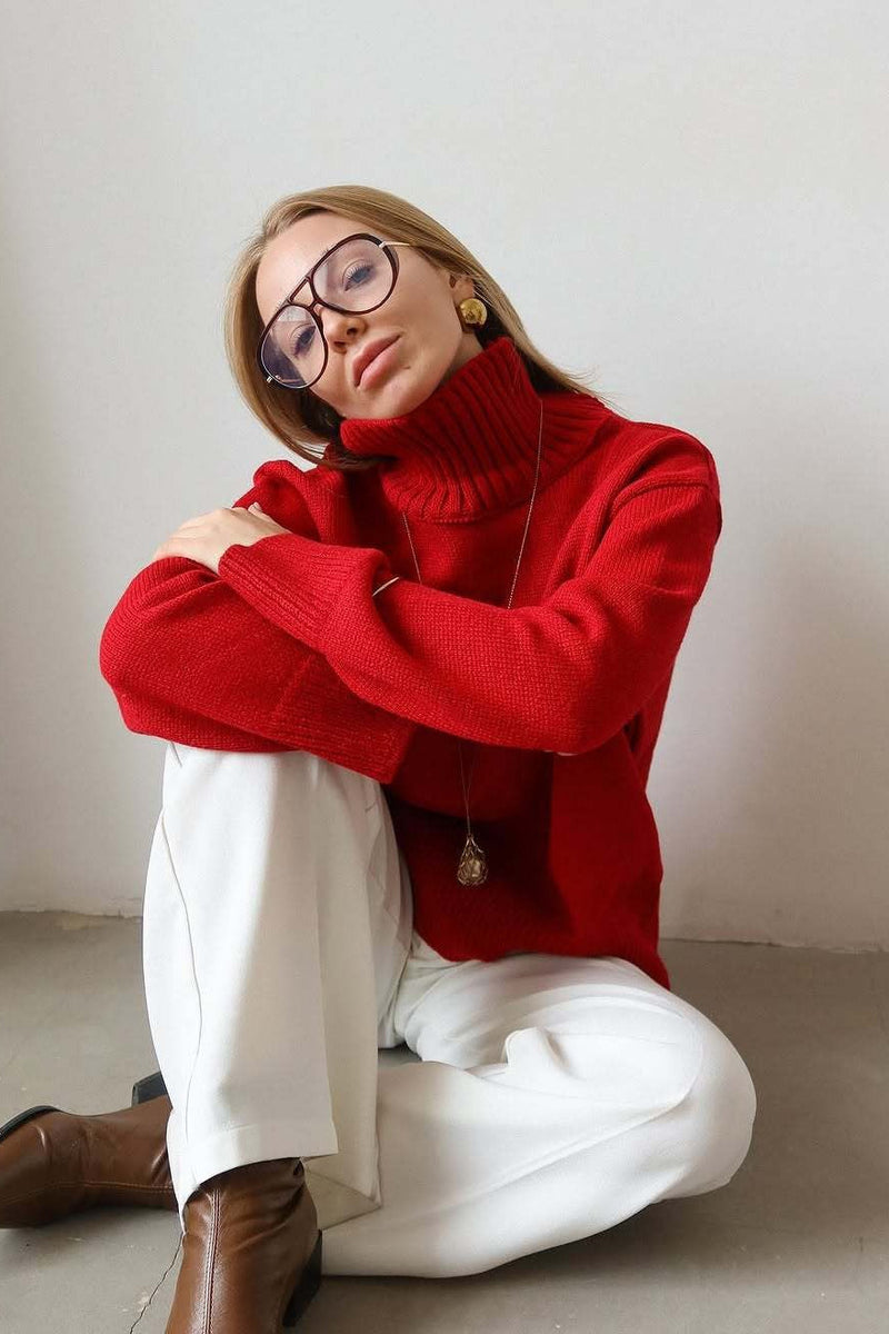 Oversized Color Turtleneck Sweater