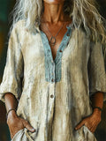 Women's Minimalist Style Tattoo Pattern Art Print Casual Cotton Linen