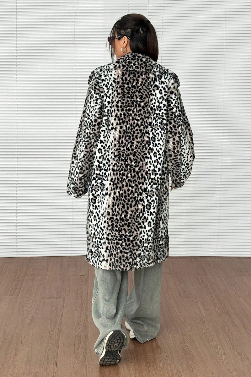Plush Faux Fur Mid-length Overcoat