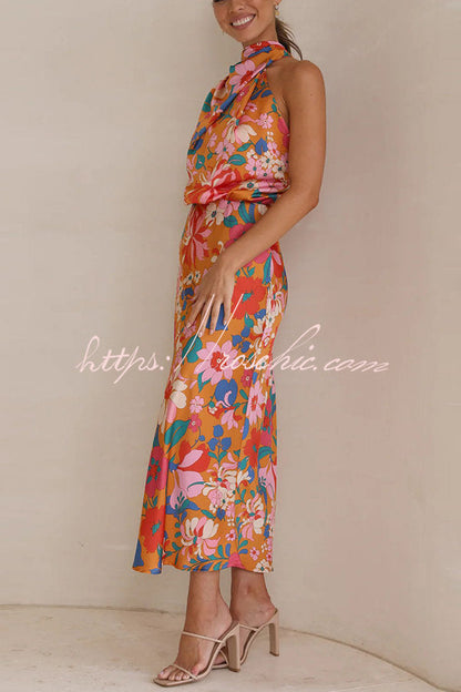 Fascinating Day Halter Neck Elastic Waist Maxi Dress