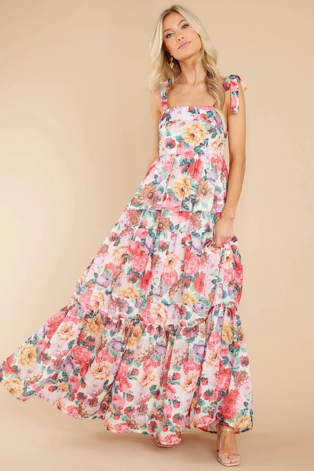 Delilah Square Neck Wide Strap Maxi Dress