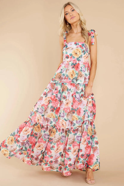 Delilah Square Neck Wide Strap Maxi Dress