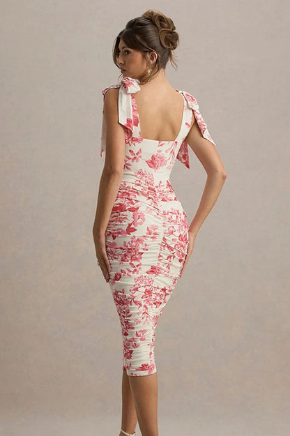 Print Ruched Maxi Dress