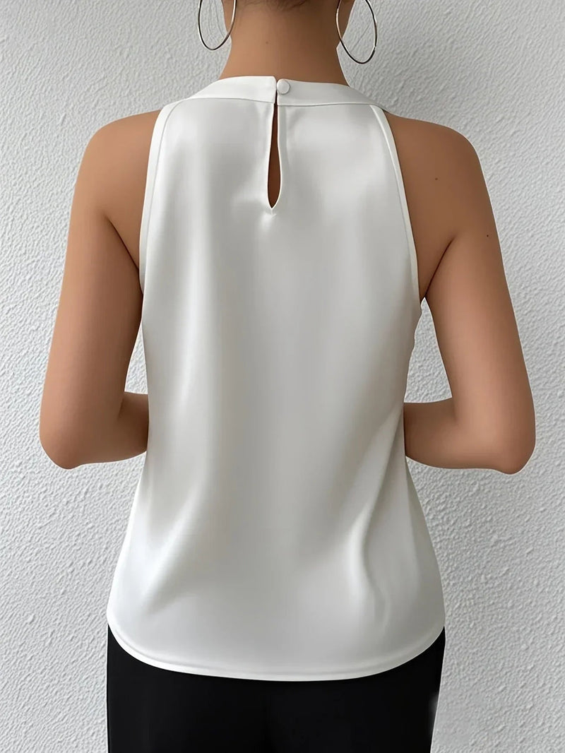 Avielle Halter Neck Blouse — Sleeveless Satin Finish Top for