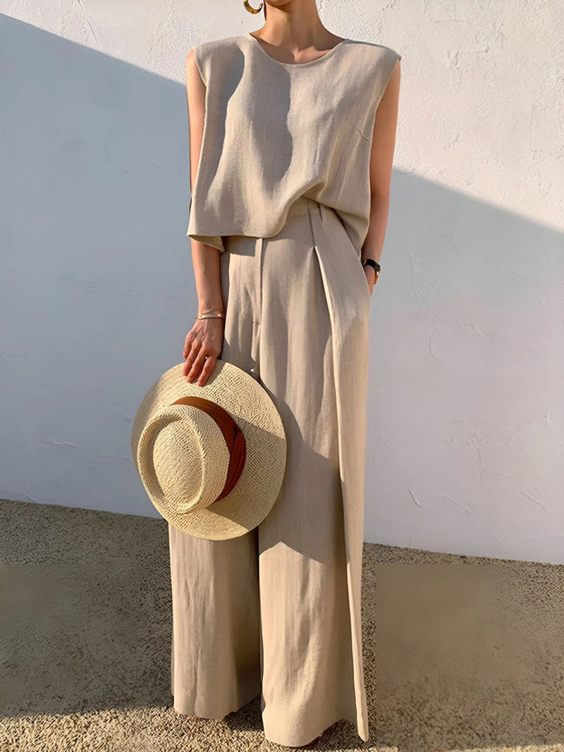 Linen Blends Pants Matching Suit