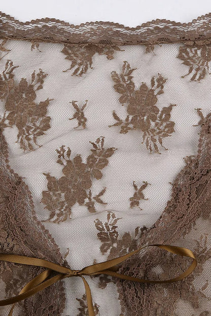 Lace Tie Front Sheer Crop Cardigan