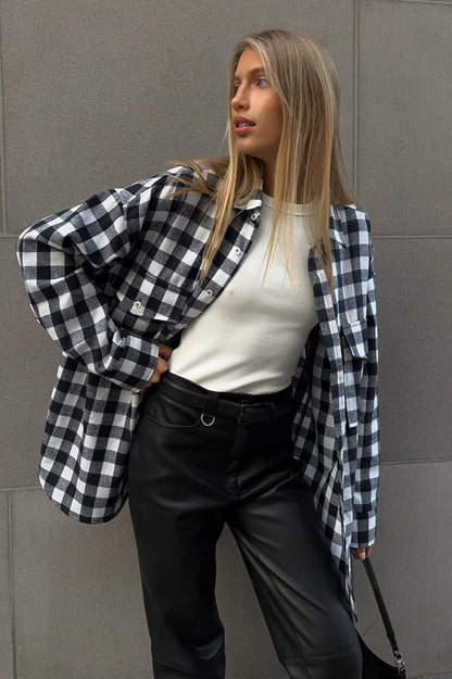 Plaid Striped Mid-length Blouse