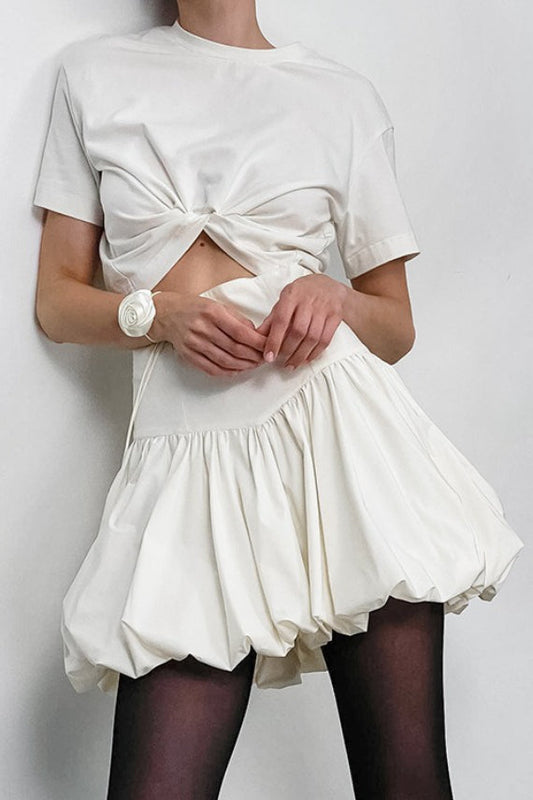 Cotton A-line High Waist Versatile Mini Skirt