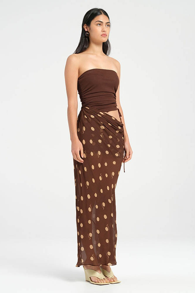 Strapless Polka Dot Patchwork Slim Maxi Dress